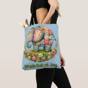 Bolsa Tote Elefante Floral de Retalhos Charme de Prado