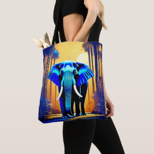 Bolsa Tote Elefante Místico: Jornada da Floresta Sunset