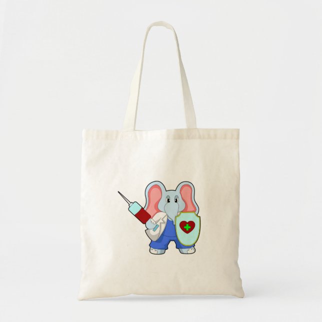 Bolsa Tote Elefante na Vacinação com Seringa (Frente)