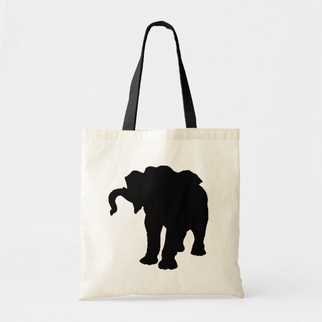 Bolsa Tote Elefante Pop de Arte Preta e Branca (Frente)