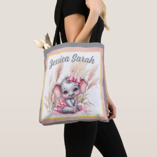 Bolsa Tote Elefante Rosa Doce - Sorrisos de Amendoim