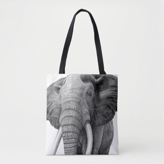 Bolsa Tote Elefante-touro - Desenho a lápis (Frente)