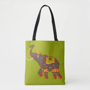 Bolsa Tote Elefante Verde Festivo