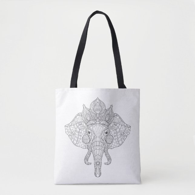 Bolsa Tote Elefante Zendoodle principal 2 (Frente)