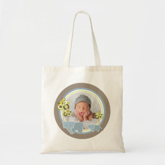 Bolsa Tote Elefantes Azuis Caprichosos Família Menino Bebê Fo