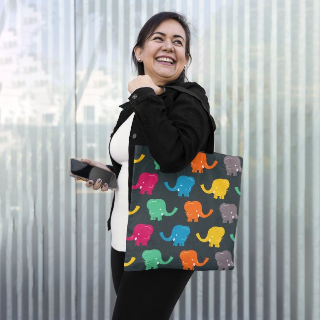 Bolsa Tote Elefantes coloridos (Criador carregado)