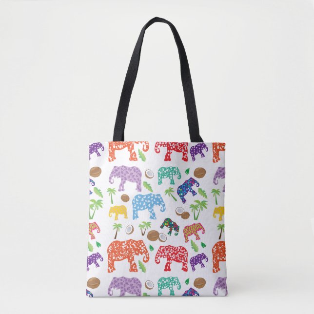 Bolsa Tote Elefantes tropicais (Frente)