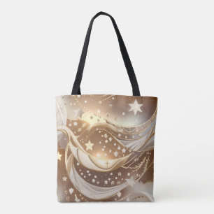 Bolsa Tote Elegância Atemporal da Lua Dourada Pálida Creme