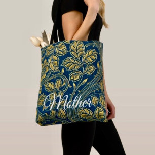 Bolsa Tote Elegância Azul Dourada