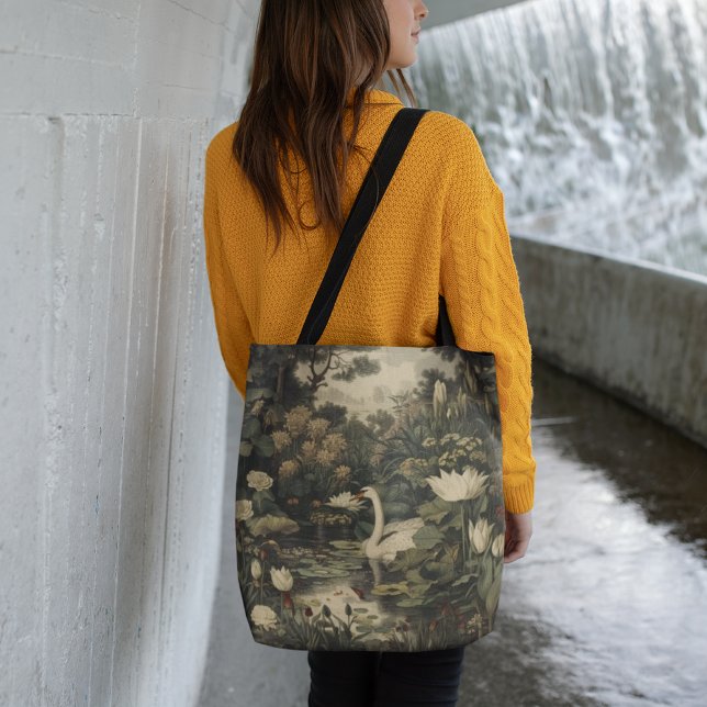 Bolsa Tote Elegância Botânica - Cisne na Floresta (Criador carregado)