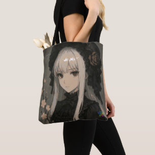 Bolsa Tote Elegância da Donzela Padrão da Flor de Meia-Noite