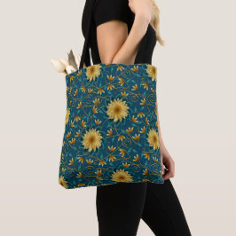 Bolsa Tote elegância de girassol - padrão floral vibrante