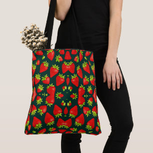 Bolsa Tote Elegância de Padrão de Aquarela de Morango
