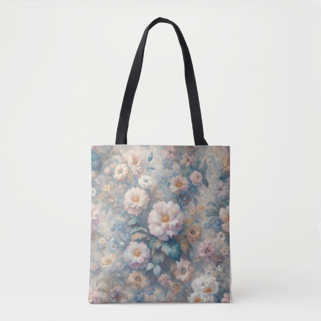 Bolsa Tote Elegância Floral Atemporal: Flores Clássicas (Frente)