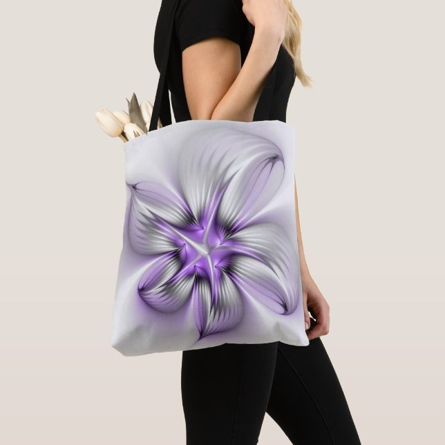 Bolsa Tote Elegância Floral Moderna Abstrato Violet Art (Close Up)