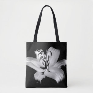 Bolsa Tote Elegância Floral Monocromática.