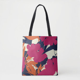 Bolsa Tote elegância floral: padrão abstrato