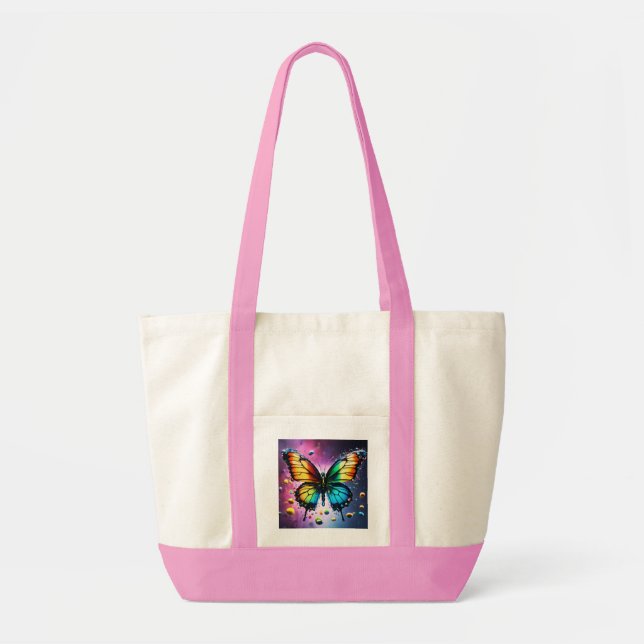 Bolsa Tote Elegância Flutuante: Borboleta Exquisita Impressa  (Frente)