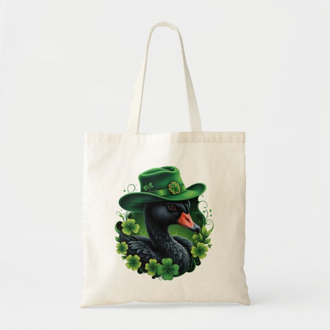 Bolsa Tote Elegância Irlandesa, O Cisne Negro da Rua Patrick. (Frente)