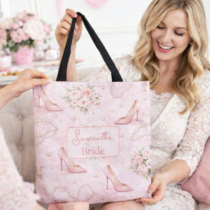 Bolsa Tote Elegância Nupcial de Salto Alto Blush