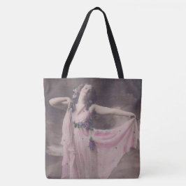 Bolsa Tote Elegância Vintage em Vestido Floral Rosa