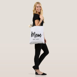 Bolsa Tote Elegant Black Script Established New Mom