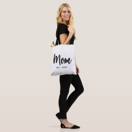 Bolsa Tote Elegant Black Script Established New Mom