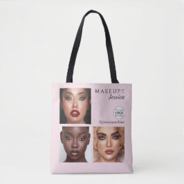 Bolsa Tote Elegant Blush Pink 3 Photo Logo Makeup Studio