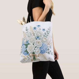 Bolsa Tote Elegant Burgundy Rose & Gold Botanical Wedding Pil
