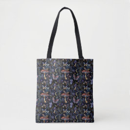 Bolsa Tote Elegant Butterflies Mushrooms & Botanical Pattern