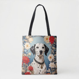 Bolsa Tote Elegant Dalmatian with Dahlia Flowers