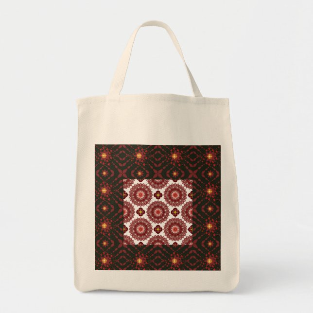 Bolsa Tote Elegant Dark Red Geometric Mandala Tote Bag – Arti (Frente)