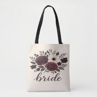 Bolsa Tote Elegant Floral Burgundy Bride 