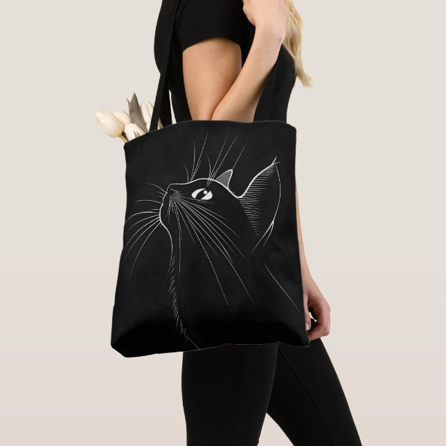 Bolsa Tote Elegant Funny Black cat  (Close Up)