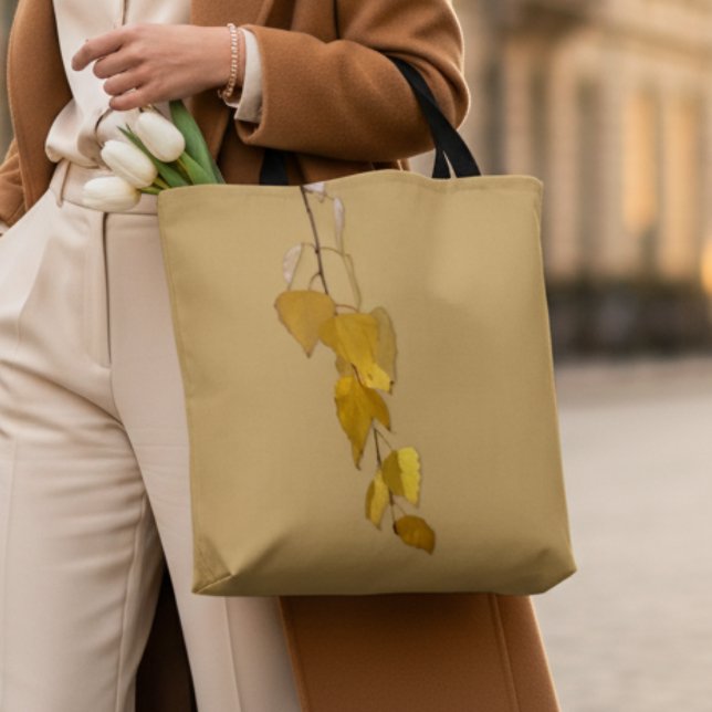 Bolsa Tote Elegant Golden Birch Leaves Christmas Gift (Criador carregado)