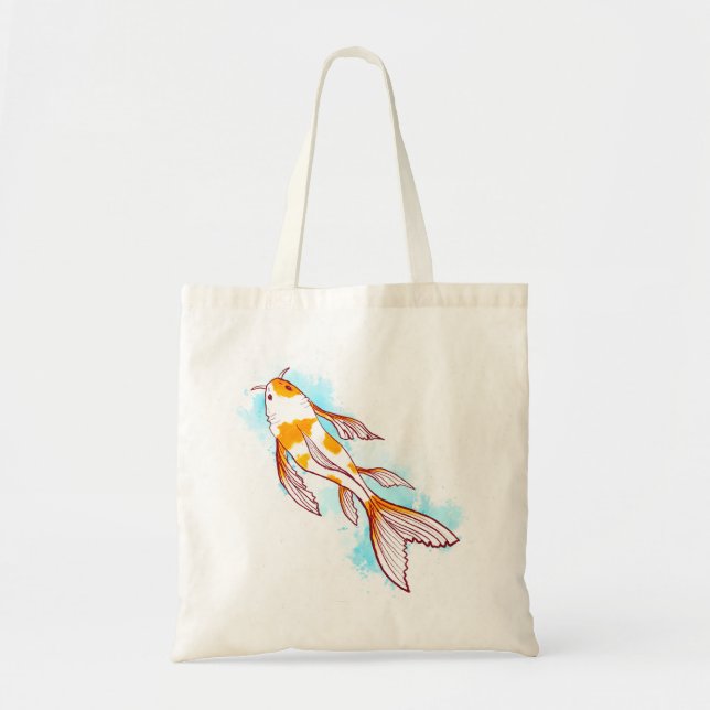 Bolsa Tote Elegant Koi Fish Painting (Frente)