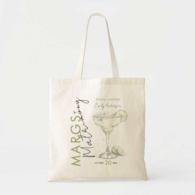 Bolsa Tote Elegant Modern Margs and Matrimony Bridal Shower (Frente)