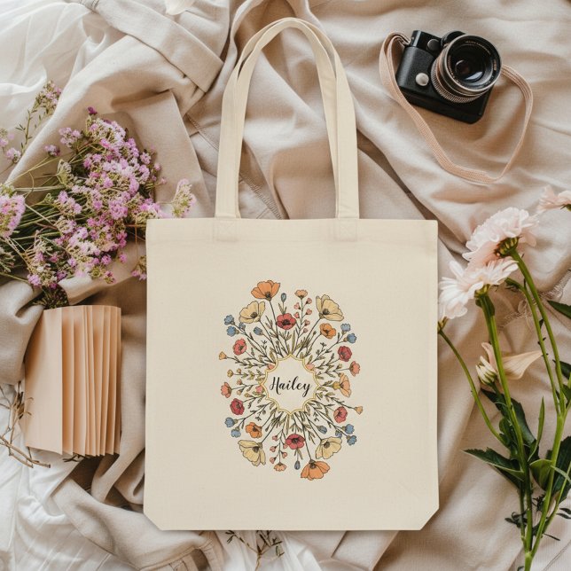 Bolsa Tote Elegant Pastel Floral Personalized (Criador carregado)