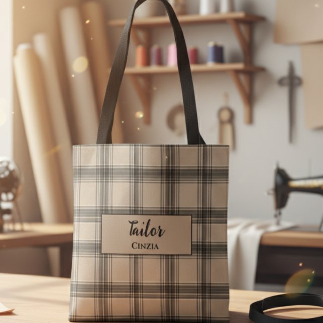 Bolsa Tote Elegant Plaid Bag – Handmade Craftsmanship (Criador carregado)
