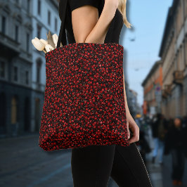 Bolsa Tote Elegant Red Confetti on Black Glitter Style