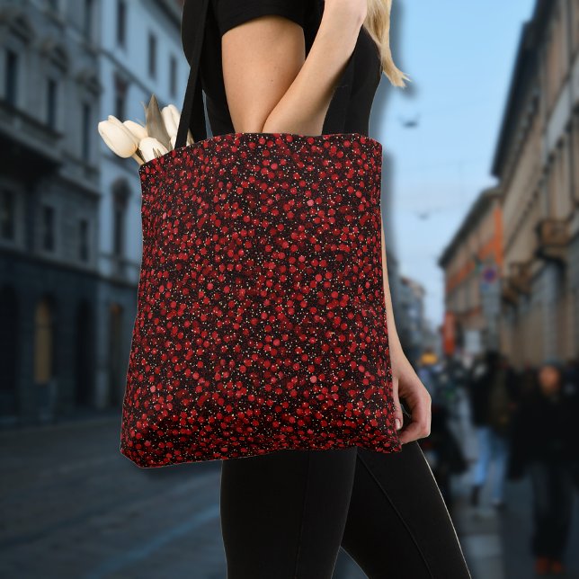 Bolsa Tote Elegant Red Confetti on Black Glitter Style (Criador carregado)