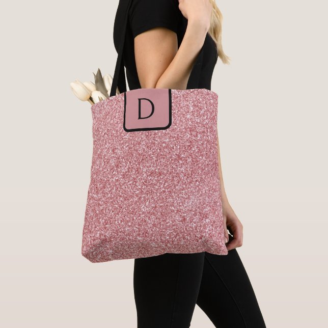 Bolsa Tote Elegant Rose-Gold Faux Glitter & Sparkles (Close Up)