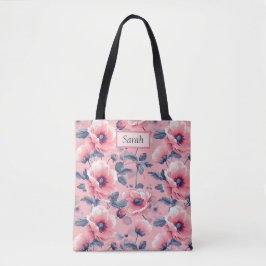 Bolsa Tote Elegant Stylish Cute Boho Pink Botanical Floral