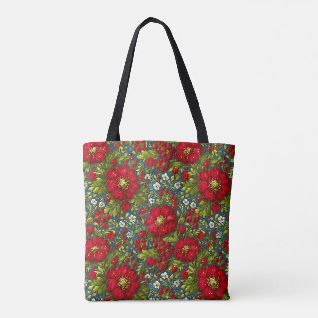 Bolsa Tote Elegant Stylish Rustic Botanical Floral  (Verso)