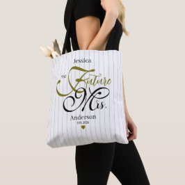 Bolsa Tote Elegant Typography Future Mrs Modern Stripes