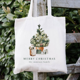 Bolsa Tote Elegant Watercolor Christmas Tree Christmas