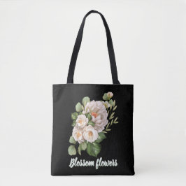 Bolsa Tote Elegant white floral bouquet with green leaves