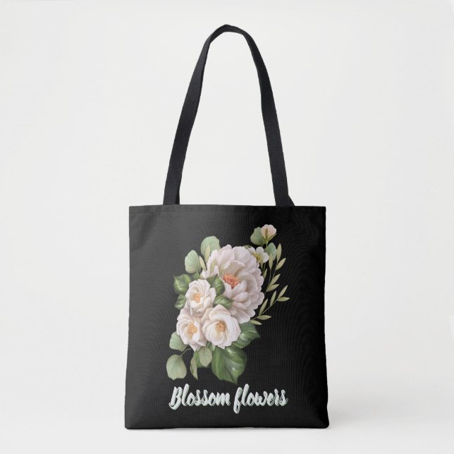 Bolsa Tote Elegant white floral bouquet with green leaves (Frente)