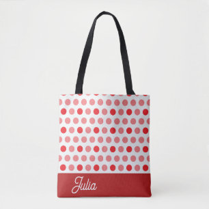 Bolsa Tote Elegante Abstrato Seamlees Red Polka Personalizado