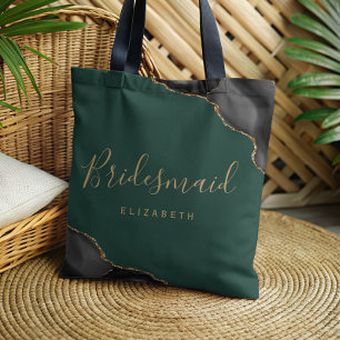 Bolsa Tote Elegante Acompanhante de Noiva em Ágata Verde e Do